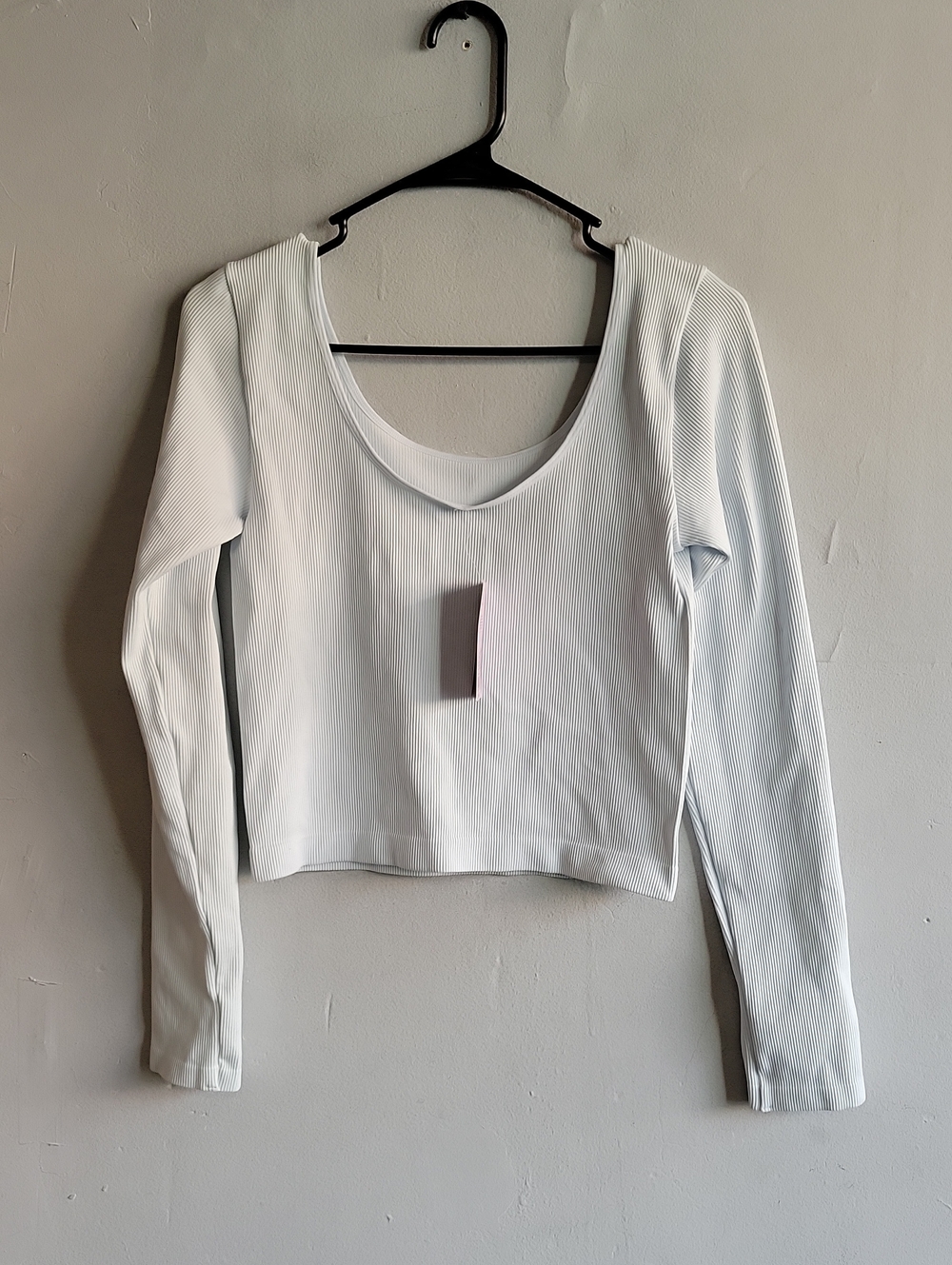 NEW women's junior's large long sleeved scoop neck ribbed shirt mint green